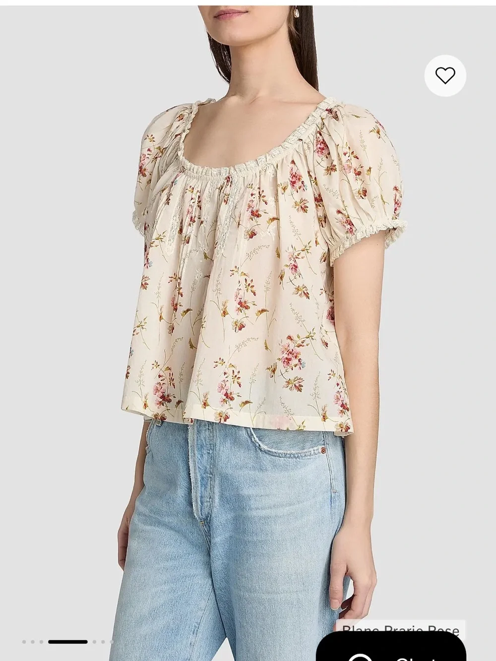 DOEN Frederica Floral Lace-Trim Top in Blanc Prarie Rose